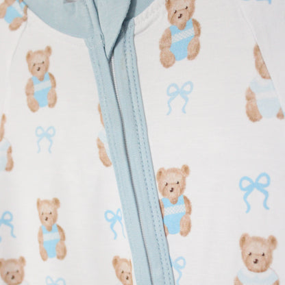 Blue Bears & Bows Bamboo Zip Up Loungewear