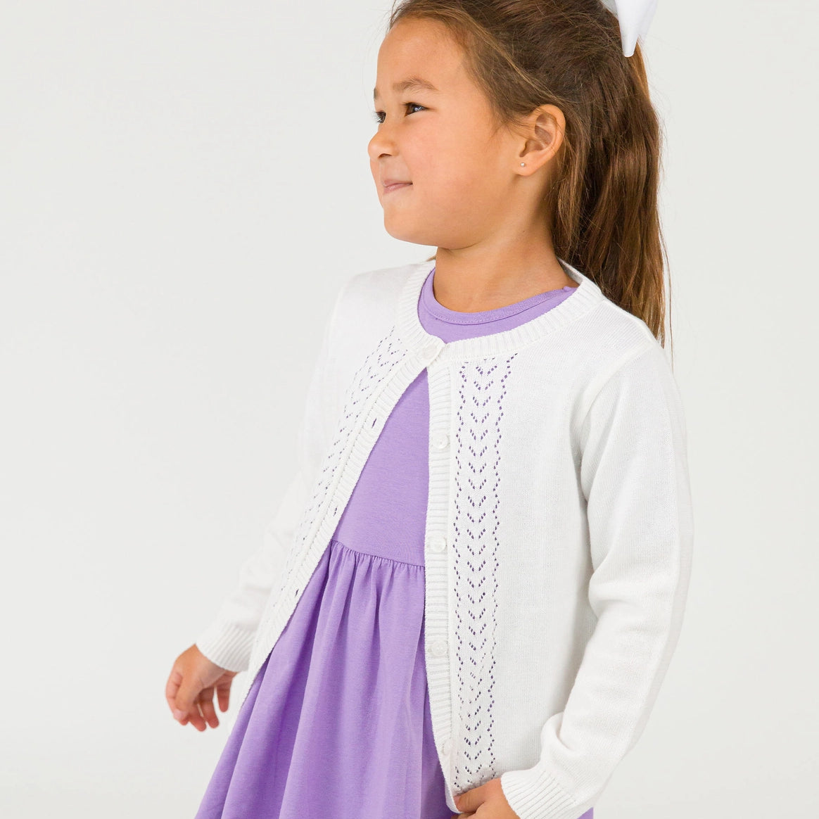 White Pointelle Cardigan