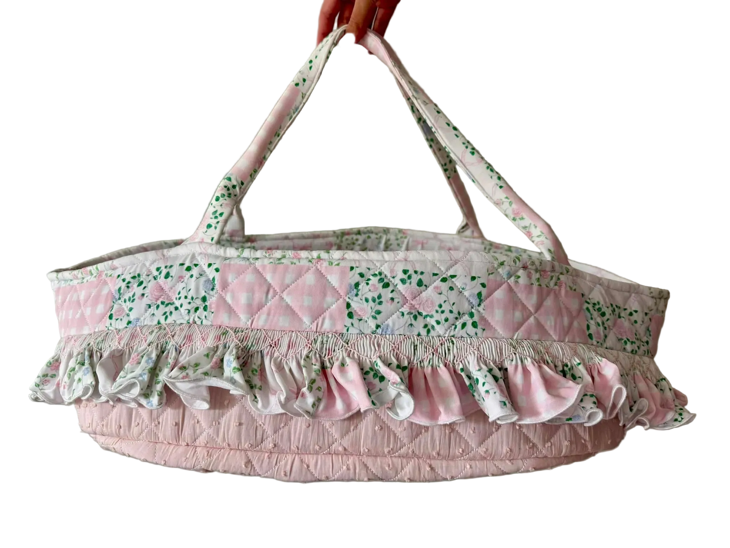 Palmer Patchwork Smocked Baby Doll Moses Basket