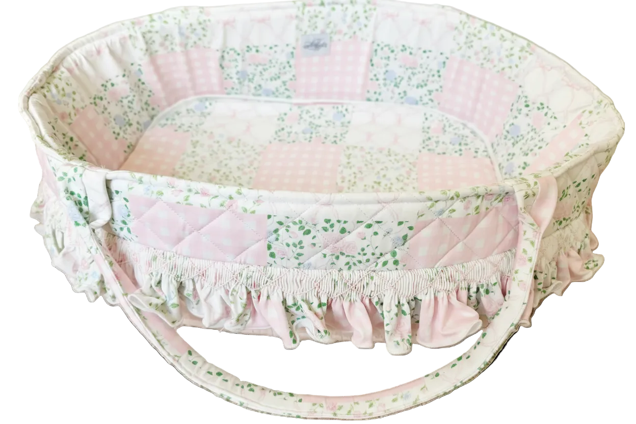 Palmer Patchwork Smocked Baby Doll Moses Basket