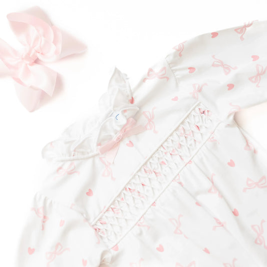 Hearts & Bows Infant Footie Smocked Loungewear