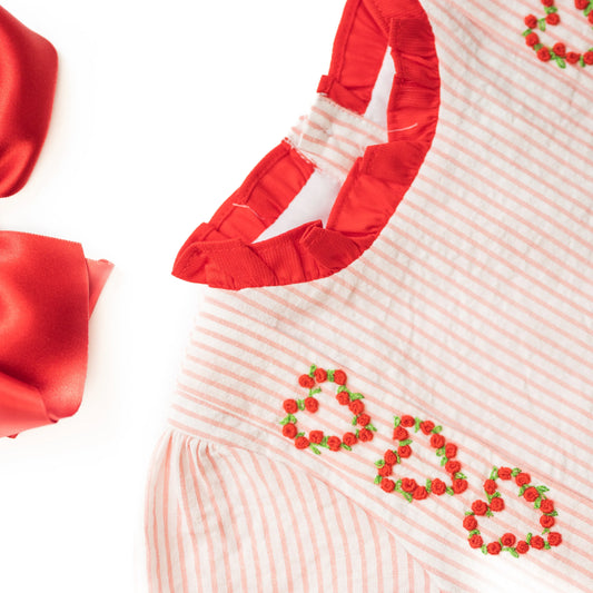 Pink Pinstriped Heart Diaper Set