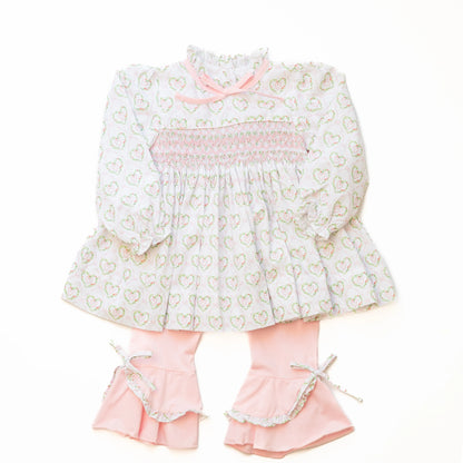 Smocked Sweetheart Ruffle Pant Set