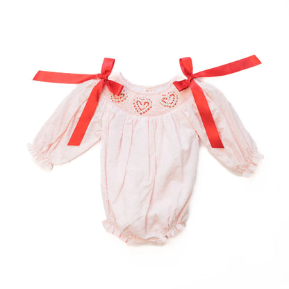 Pink Swiss Dot Pearl Smocked Bishop Bubble