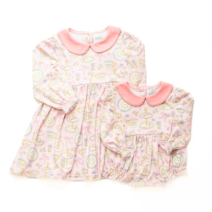 Pink Tea Party Collared Dress