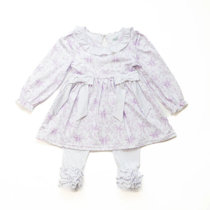 LAVENDER BOW TOILE LEGGING SET