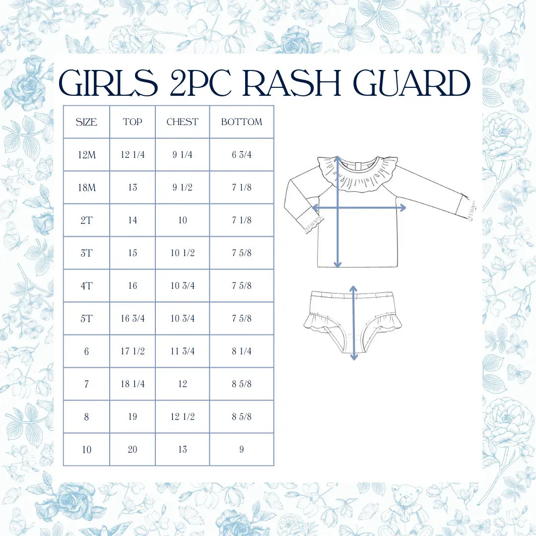 Girls Pink Palm Smocked 2PC Rash Guard