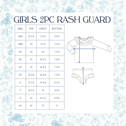 Girls Pink Palm Smocked 2PC Rash Guard