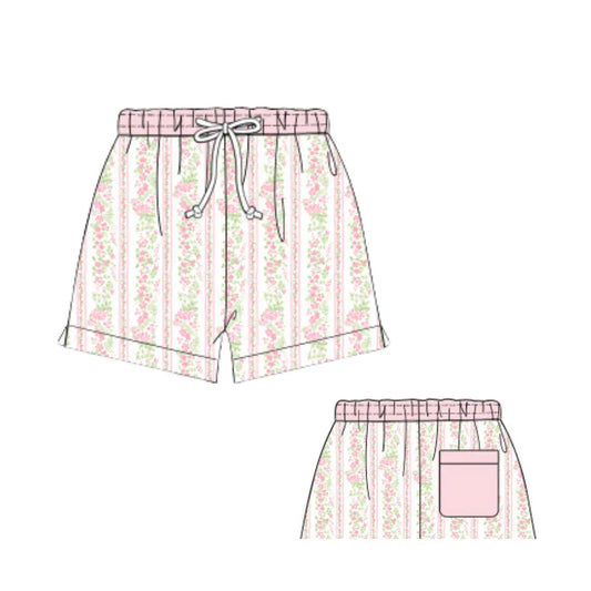 Mens Pink Palm Swim Trunks