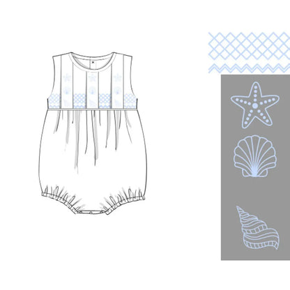 Boys White & Blue Seashells Bubble