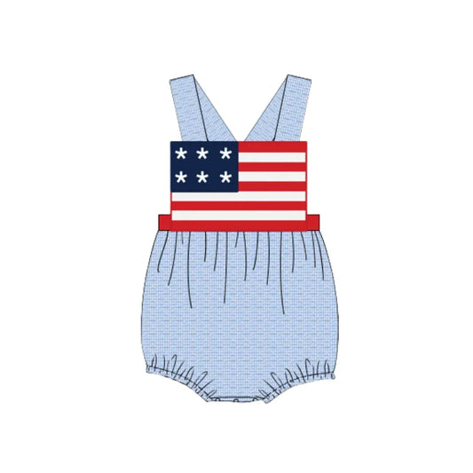 Boys Seersucker Flag Sunsuit