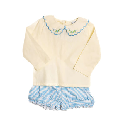 Yellow & Blue Striped Bow Bloomer Set