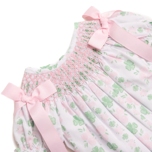 Pink Shamrock Trellis Smocked Legging Set