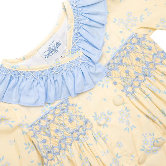 Yellow Floral Smocked Dress