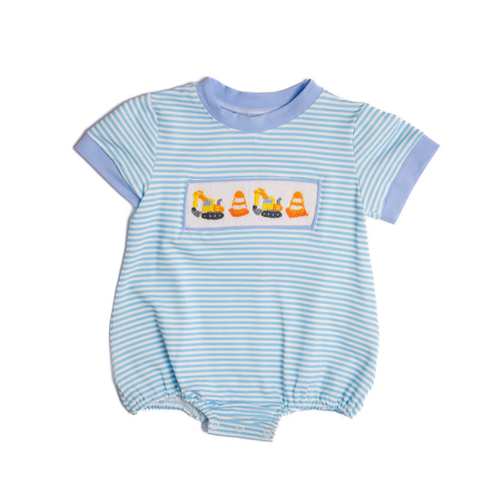 Boys Construction Smocked Bubble