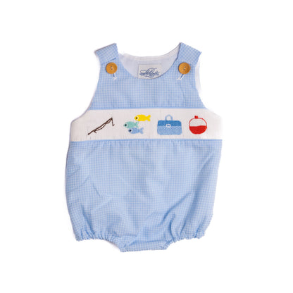 Boys Fishing Smocked Bubble