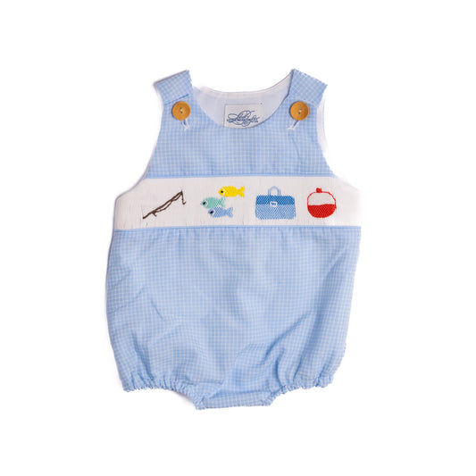 Boys Fishing Smocked Bubble