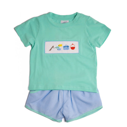 Boys Fishing Smocked Short Set