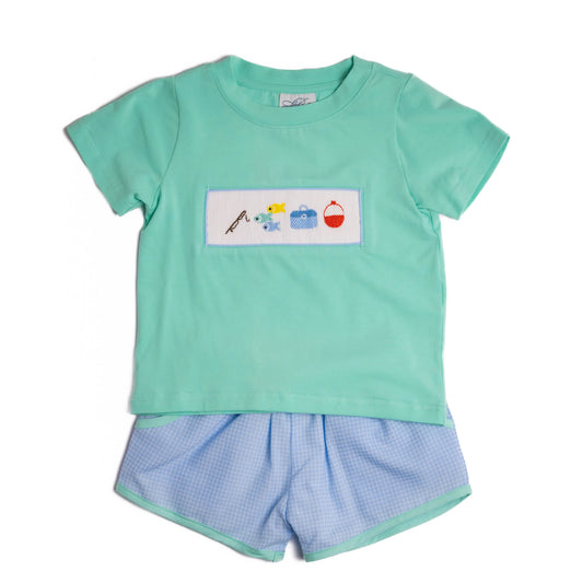 Boys Fishing Smocked Short Set