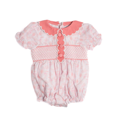 Pink Toile Smocked Bubble