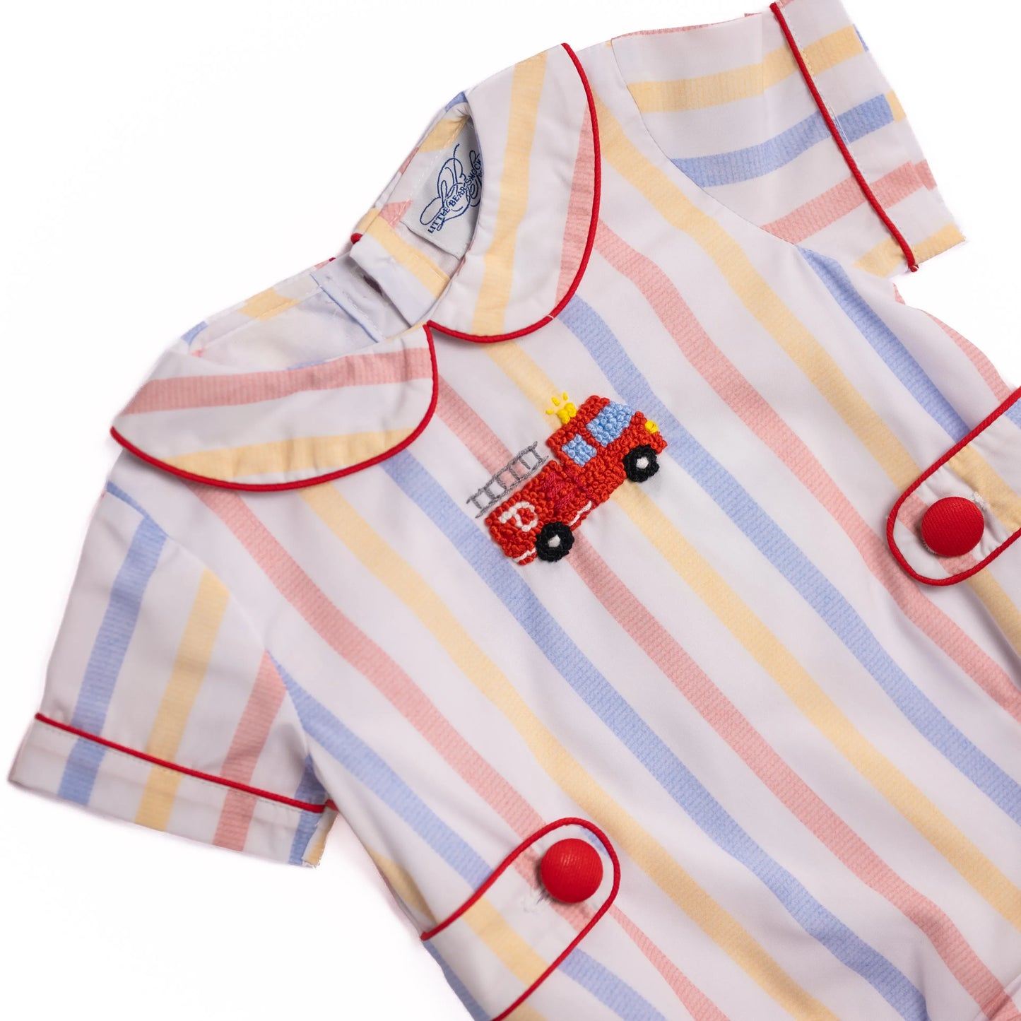 Striped French Knot Firetruck Bubble