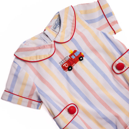Striped French Knot Firetruck Bubble