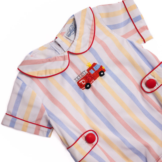 Striped French Knot Firetruck Bubble