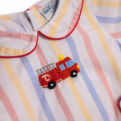 Striped French Knot Firetruck Bubble