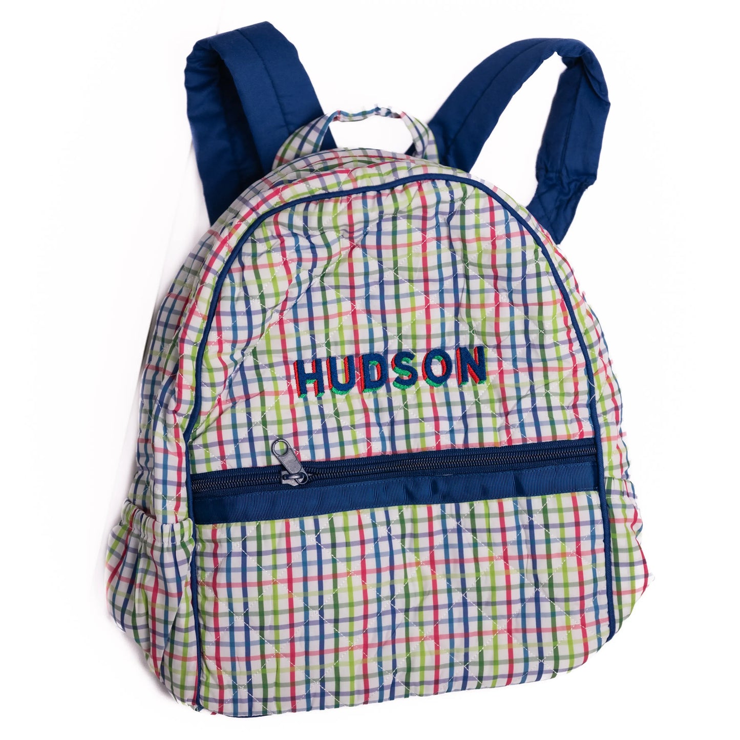Primary Plaid Quilted Backpack
