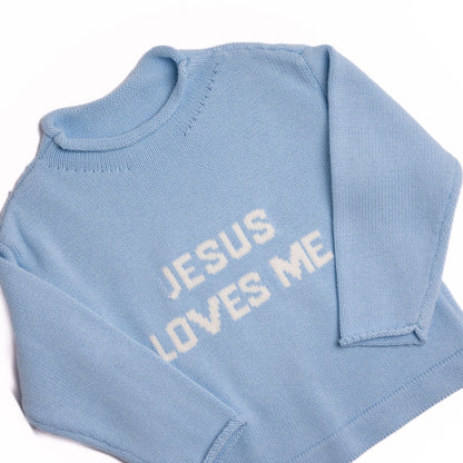 Blue Jesus Loves Me Sweater