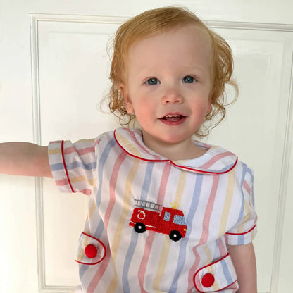 Striped French Knot Firetruck Bubble