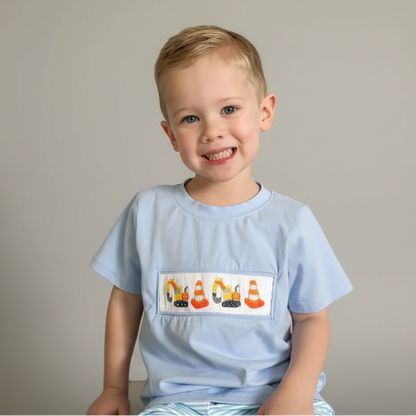 Boys Construction Smocked Short Set
