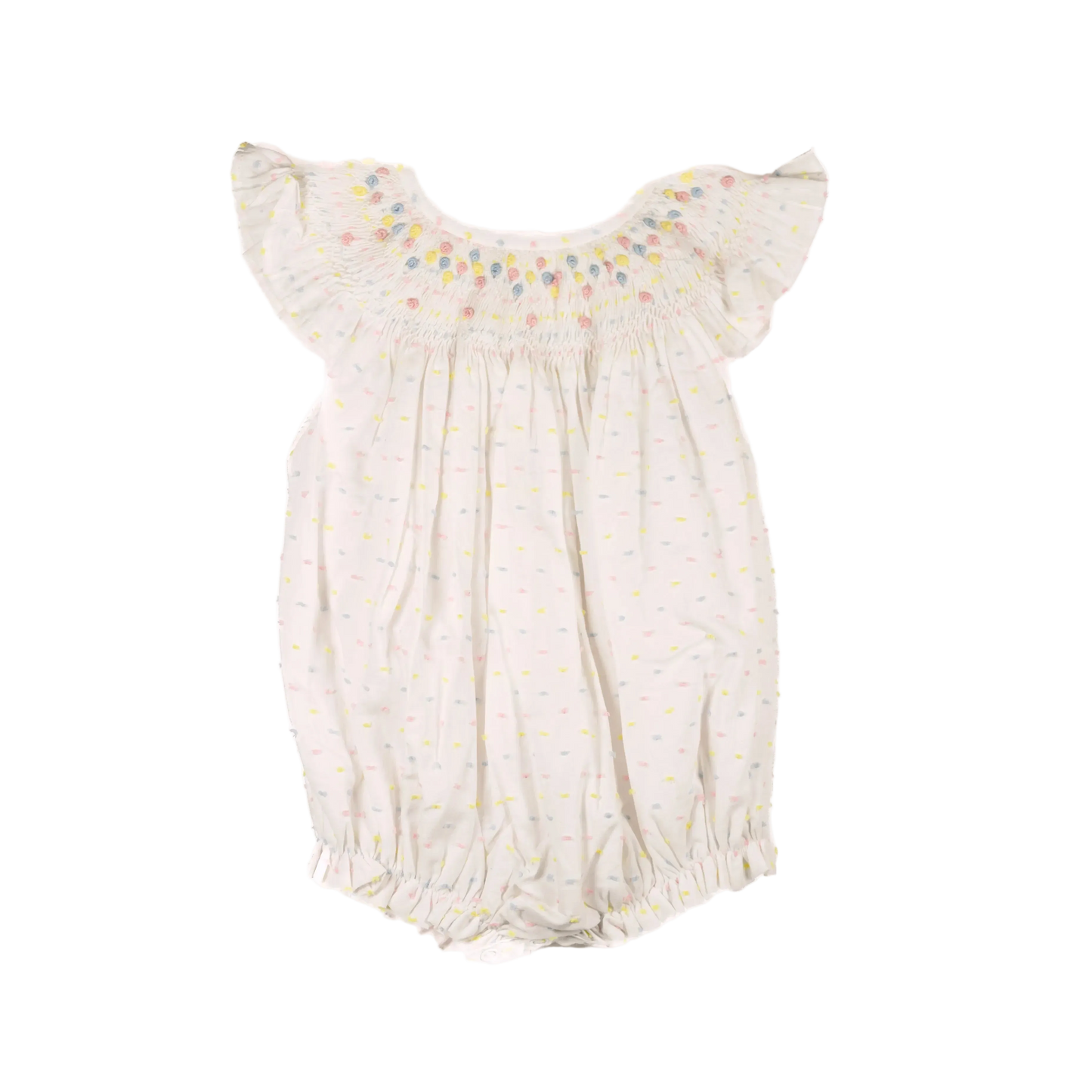 Pastel Swiss Dot Smocked Bubble