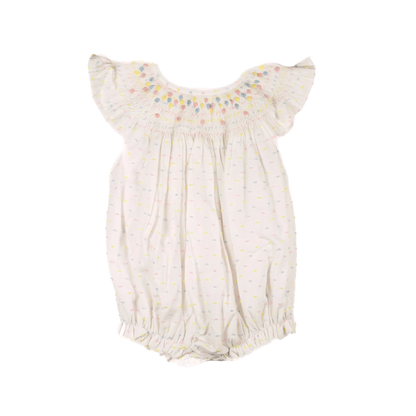 Pastel Swiss Dot Smocked Bubble