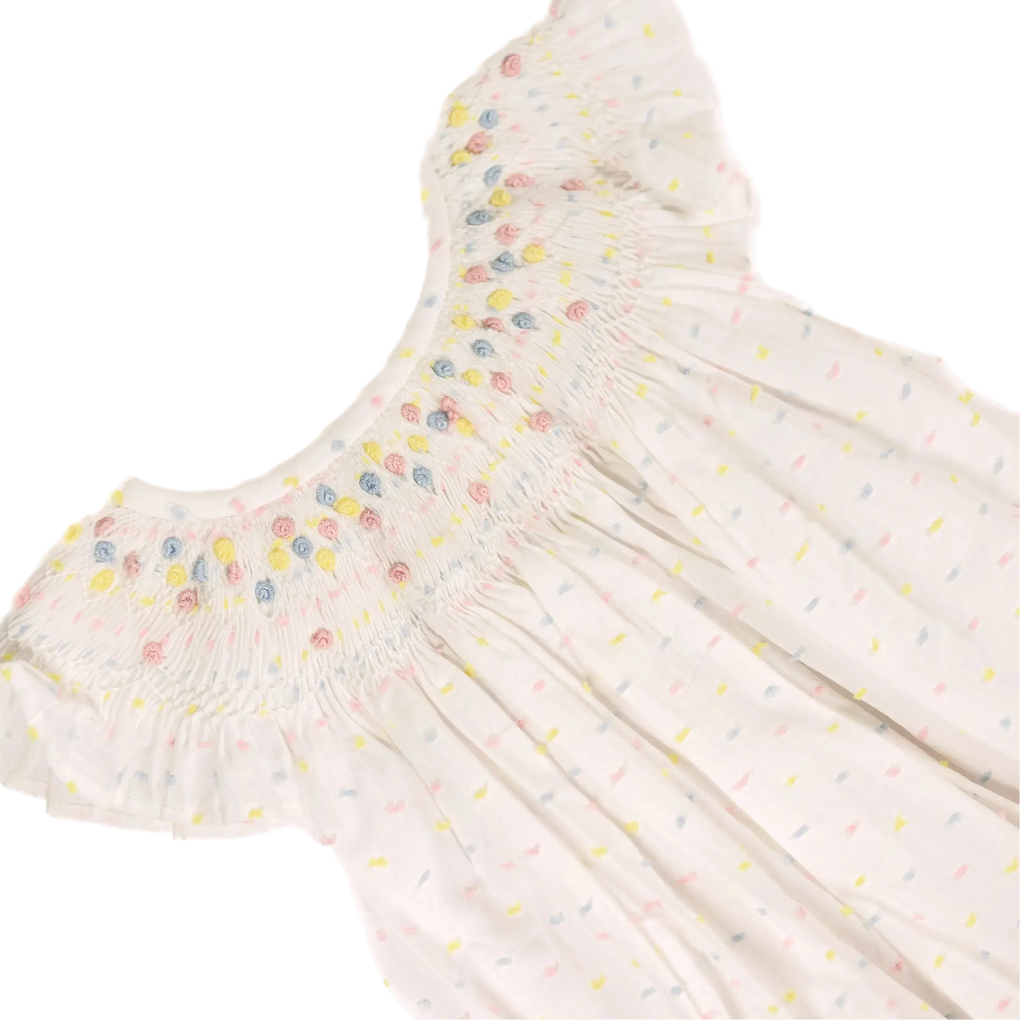 Pastel Swiss Dot Smocked Bubble