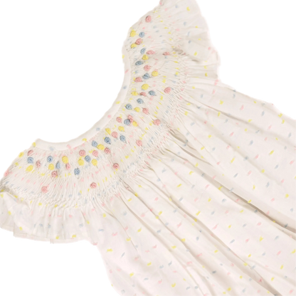 Pastel Swiss Dot Smocked Bubble