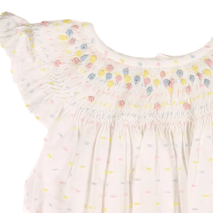 Pastel Swiss Dot Smocked Bubble