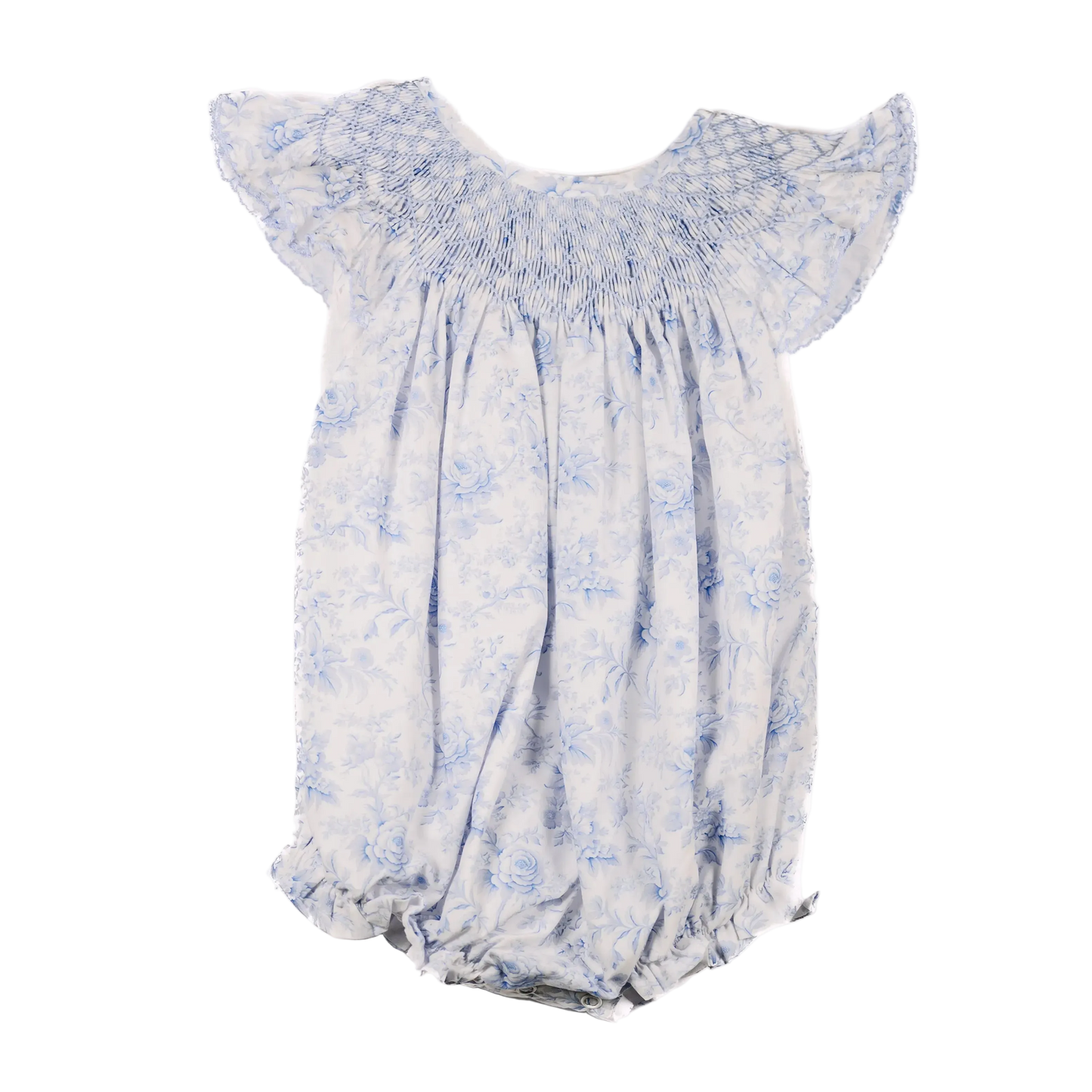 Blue Toile Smocked Bishop Bubble