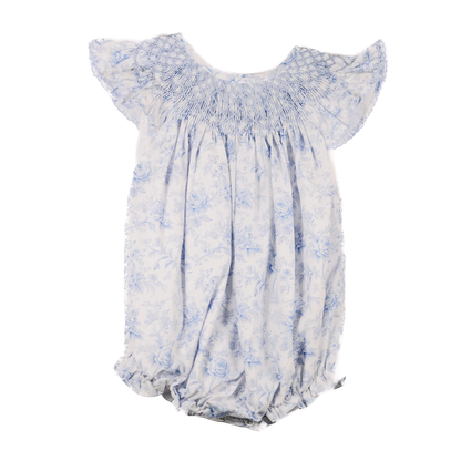 Blue Toile Smocked Bishop Bubble
