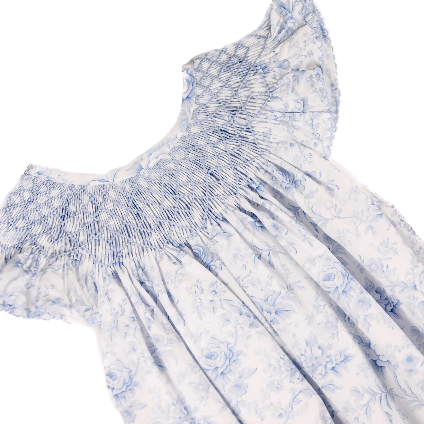 Blue Toile Smocked Bishop Bubble