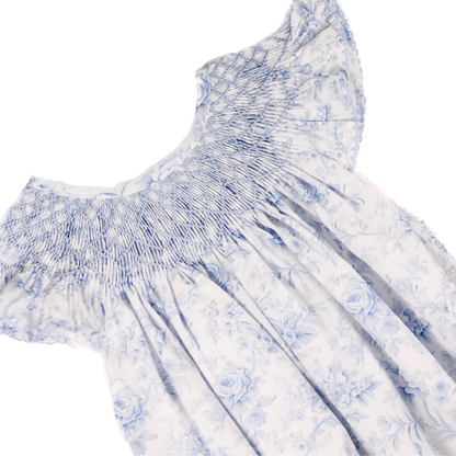Blue Toile Smocked Bishop Bubble