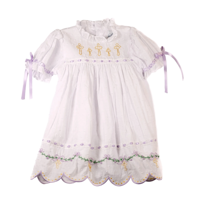 Lavender Swiss Dot Cross Dress