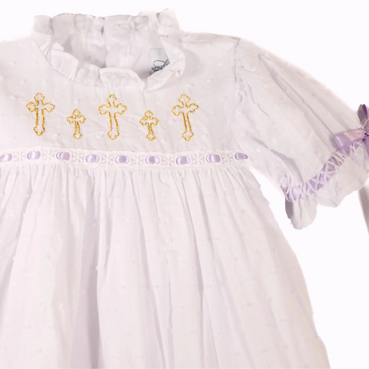 Lavender Swiss Dot Cross Dress