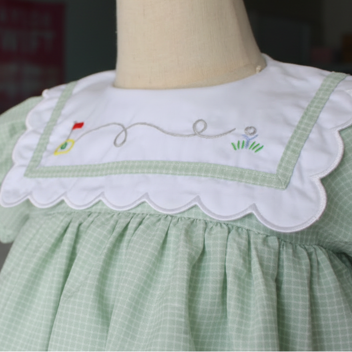Greenway Scalloped Bib Collar Dress