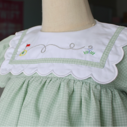 Greenway Scalloped Bib Collar Dress