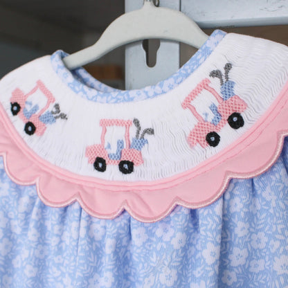 Pink & Blue Smocked Golf Carts Bubble