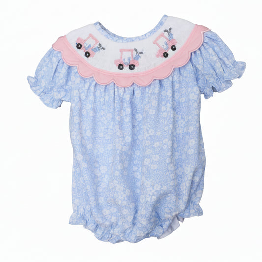 Pink & Blue Smocked Golf Carts Bubble