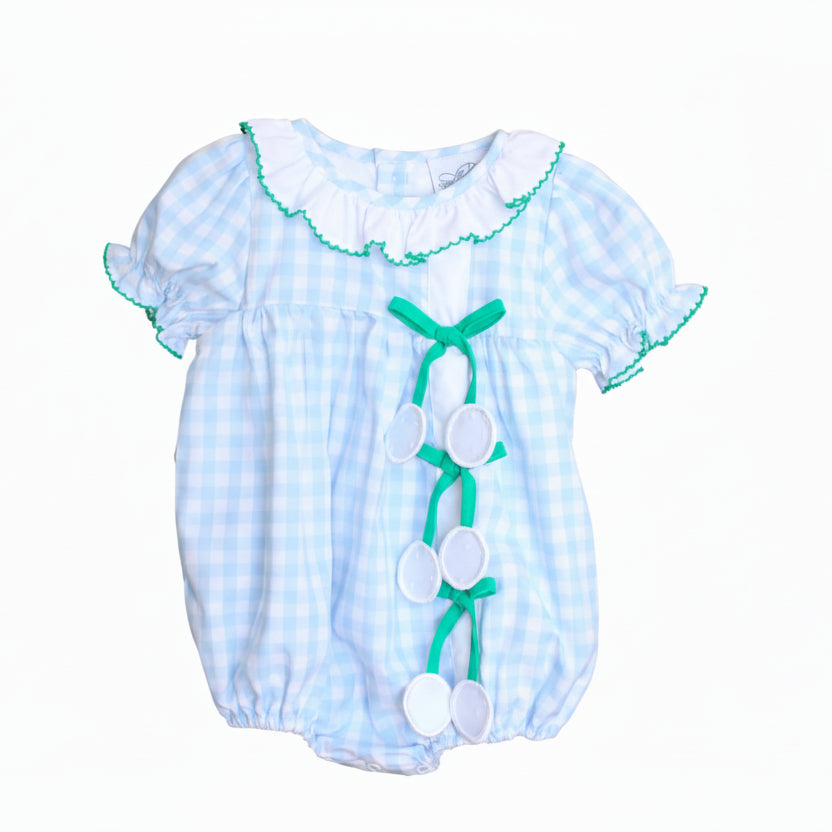 Blue Gingham Golf Ball Tassels Bubble