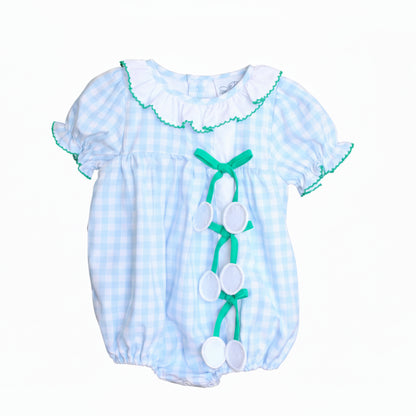 Blue Gingham Golf Ball Tassels Bubble