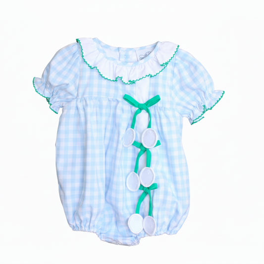 Blue Gingham Golf Ball Tassels Bubble